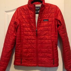 patagonia puffer jacket cherry red
